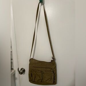 Multisac nylon zip crossbody hiking travel multi pocket bag w lots of pockets